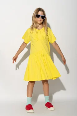 YELLOW GATHERED DRESS