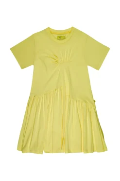 YELLOW GATHERED DRESS