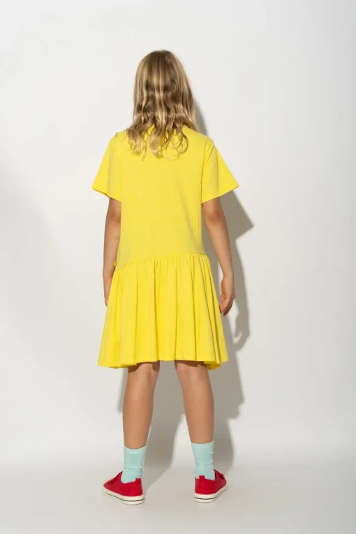 YELLOW GATHERED DRESS
