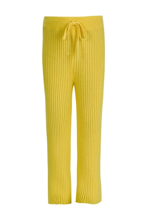 YELLOW MERINO KNIT TROUSERS