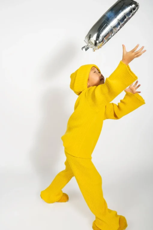 YELLOW MERINO KNIT TROUSERS