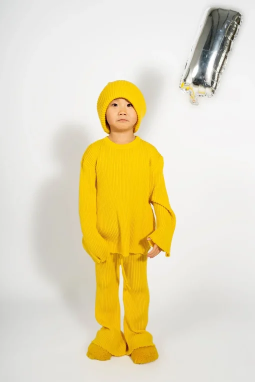 YELLOW MERINO KNIT TROUSERS
