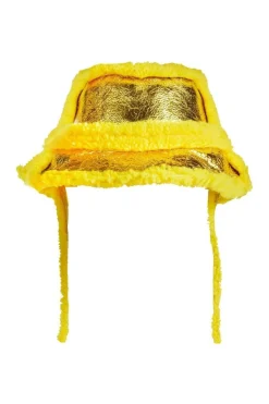 YELLOW SHINY LEATHER BUCKET HAT