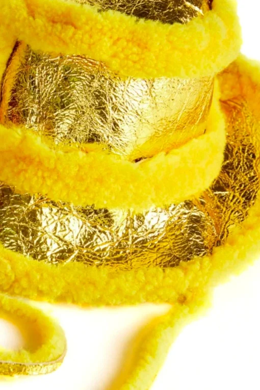 YELLOW SHINY LEATHER BUCKET HAT