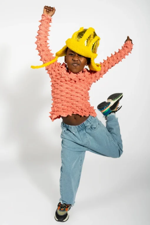 YELLOW SHINY LEATHER EAR COVER HAT