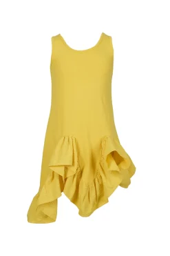 YELLOW SLEEVELESS FLOUNCE DRESS