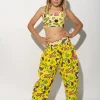 YELLOW SQUIGGLE PRINT BALLOON TROUSERS
