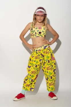 YELLOW SQUIGGLE PRINT BALLOON TROUSERS