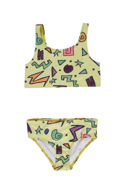 YELLOW SQUIGGLE PRINT BIKINI SET