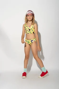 YELLOW SQUIGGLE PRINT BIKINI SET