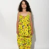 YELLOW SQUIGGLE PRINT OVERSIZED SLIP TOP