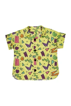 YELLOW SQUIGGLE PRINT SHORT SLEEVE SHIRT