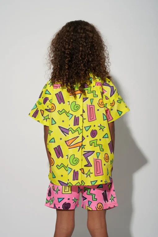YELLOW SQUIGGLE PRINT SHORT SLEEVE SHIRT