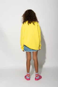 YELLOW SWEATSHIRT WITH EMBROIDERED LOGO