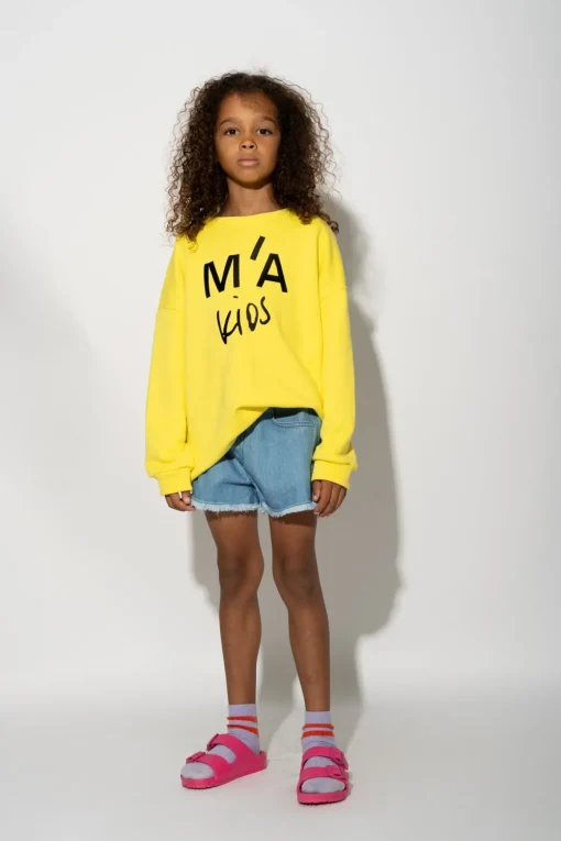 YELLOW SWEATSHIRT WITH EMBROIDERED LOGO