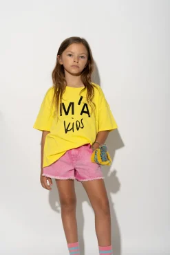 YELLOW T-SHIRT WITH EMBROIDERED LOGO