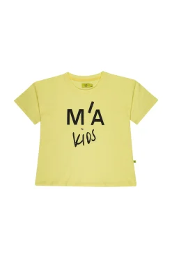 YELLOW T-SHIRT WITH EMBROIDERED LOGO