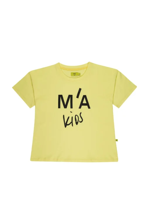 YELLOW T-SHIRT WITH EMBROIDERED LOGO