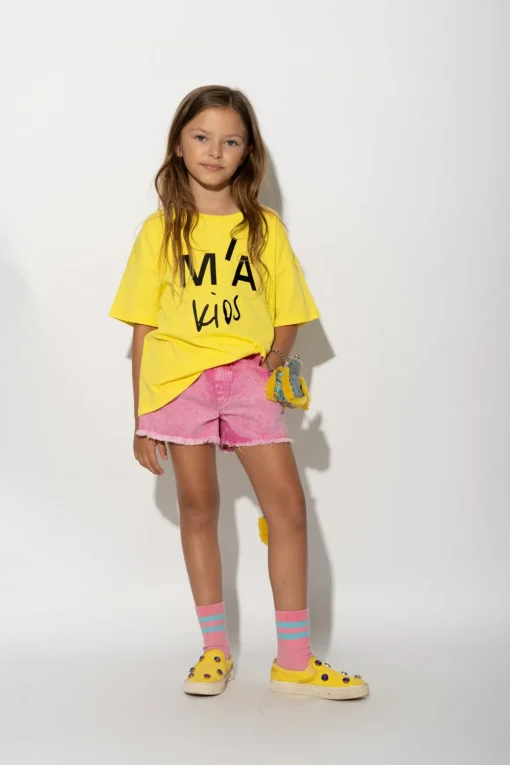 YELLOW T-SHIRT WITH EMBROIDERED LOGO