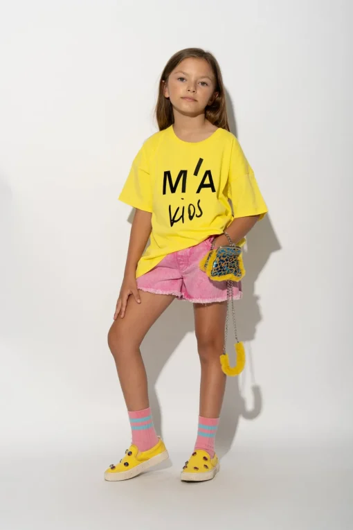YELLOW T-SHIRT WITH EMBROIDERED LOGO