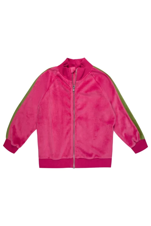 ZIP UP VELOUR JACKET WITH CONTRAST TAPE