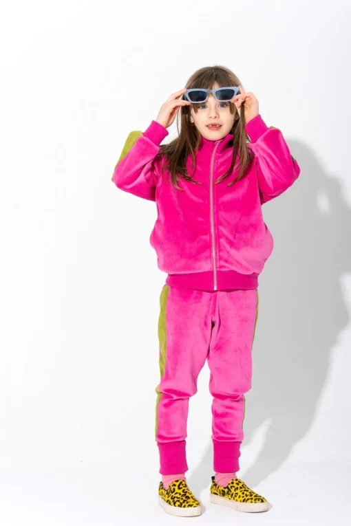 ZIP UP VELOUR JACKET WITH CONTRAST TAPE