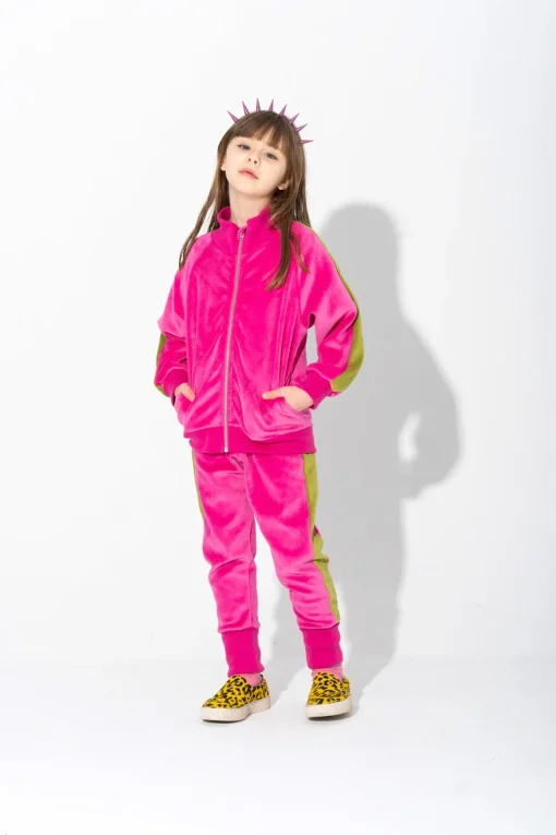 ZIP UP VELOUR JACKET WITH CONTRAST TAPE